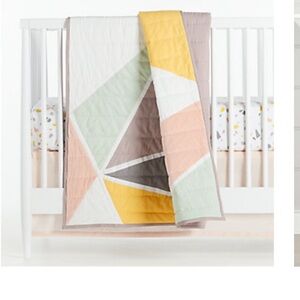Crate & Barrel Pieced Geo Baby Crib Quilt